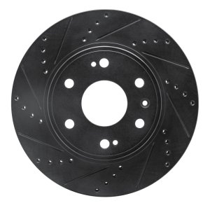 Chevrolet Tahoe Brake Rotor (1) - Front Left - R1 Concepts - Drilled & Slotted - Black - `09-`20